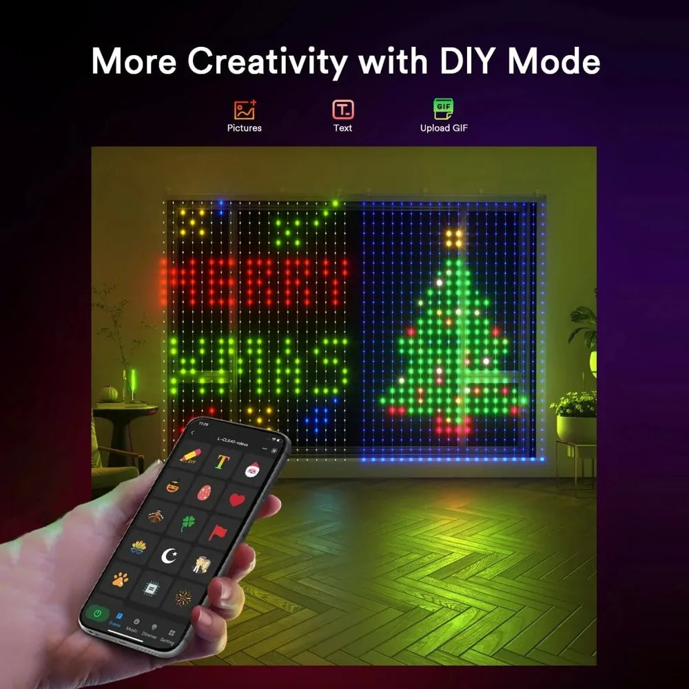 1/2PCS Smart Curtain Lights RGB Curtain String Lights with App Remote Music Sync Dynamic DIY for Indoor Outdoor Xmas Wall Decor