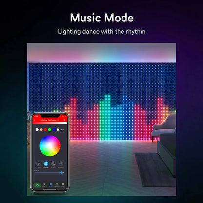 1/2PCS Smart Curtain Lights RGB Curtain String Lights with App Remote Music Sync Dynamic DIY for Indoor Outdoor Xmas Wall Decor