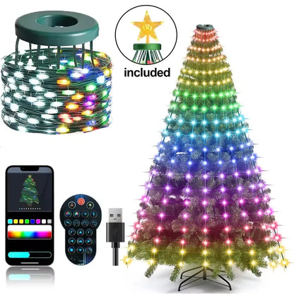 Christmas Tree LED Lights 400LEDs Smart RGB LED String Lights Holiday Decoration for Indoor Outdoor Tree APP/Remote Control
