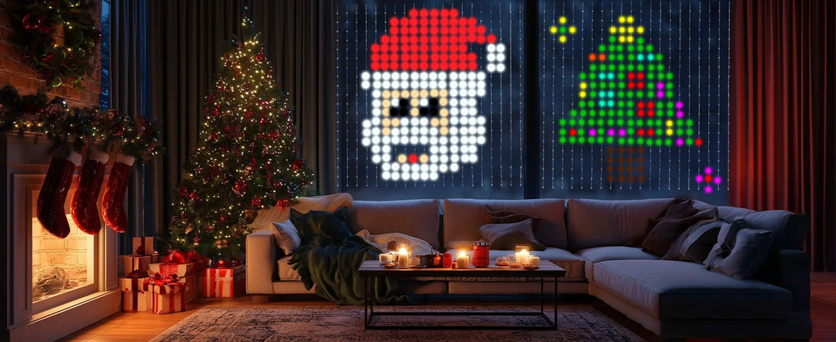 1/2PCS Smart Curtain Lights RGB Curtain String Lights with App Remote Music Sync Dynamic DIY for Indoor Outdoor Xmas Wall Decor