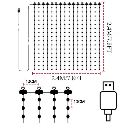 1/2PCS Smart Curtain Lights RGB Curtain String Lights with App Remote Music Sync Dynamic DIY for Indoor Outdoor Xmas Wall Decor