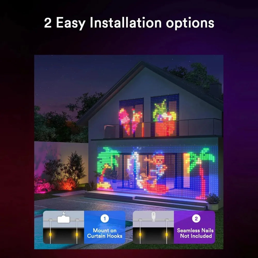 1/2PCS Smart Curtain Lights RGB Curtain String Lights with App Remote Music Sync Dynamic DIY for Indoor Outdoor Xmas Wall Decor