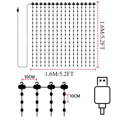 1/2PCS Smart Curtain Lights RGB Curtain String Lights with App Remote Music Sync Dynamic DIY for Indoor Outdoor Xmas Wall Decor